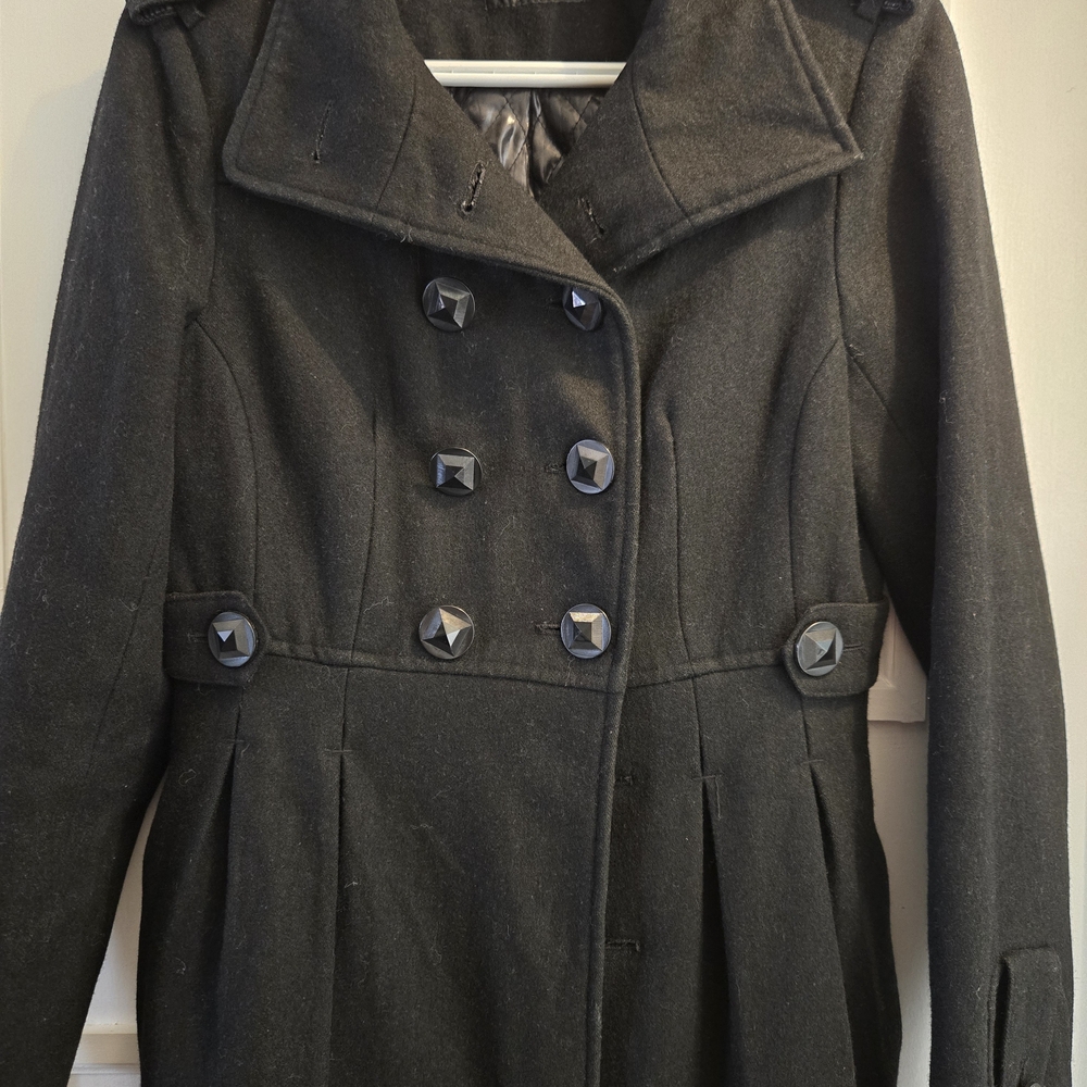 RUDSAK Black Double-Breasted Pea Coat